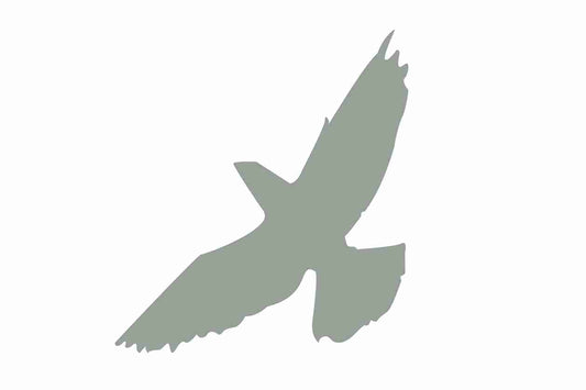 Autocollant de protection pour oiseaux 10–50 cm ES-VOG-60-91, couleur gris clair, en plastique résistant aux intempéries.