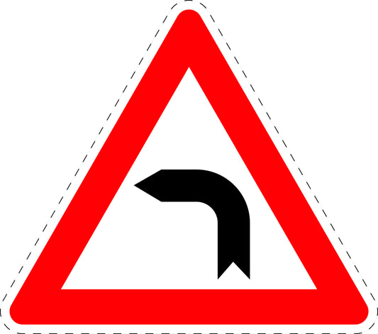 1 pièce  panneau de signalisation "Virage à gauche" 20-70 cm F-Verk-103-10