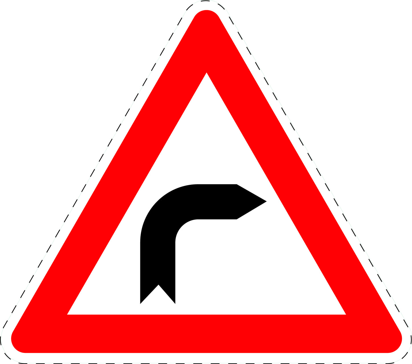 1 pièce  panneau de signalisation "Virage à droite" 20-70 cm F-Verk-103-20