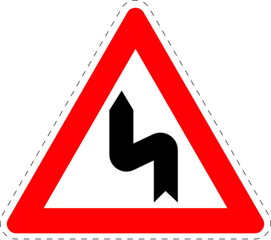 1 pièce  panneau de signalisation "Double virage (d'abord à gauche)" 20-70 cm F-Verk-105-10