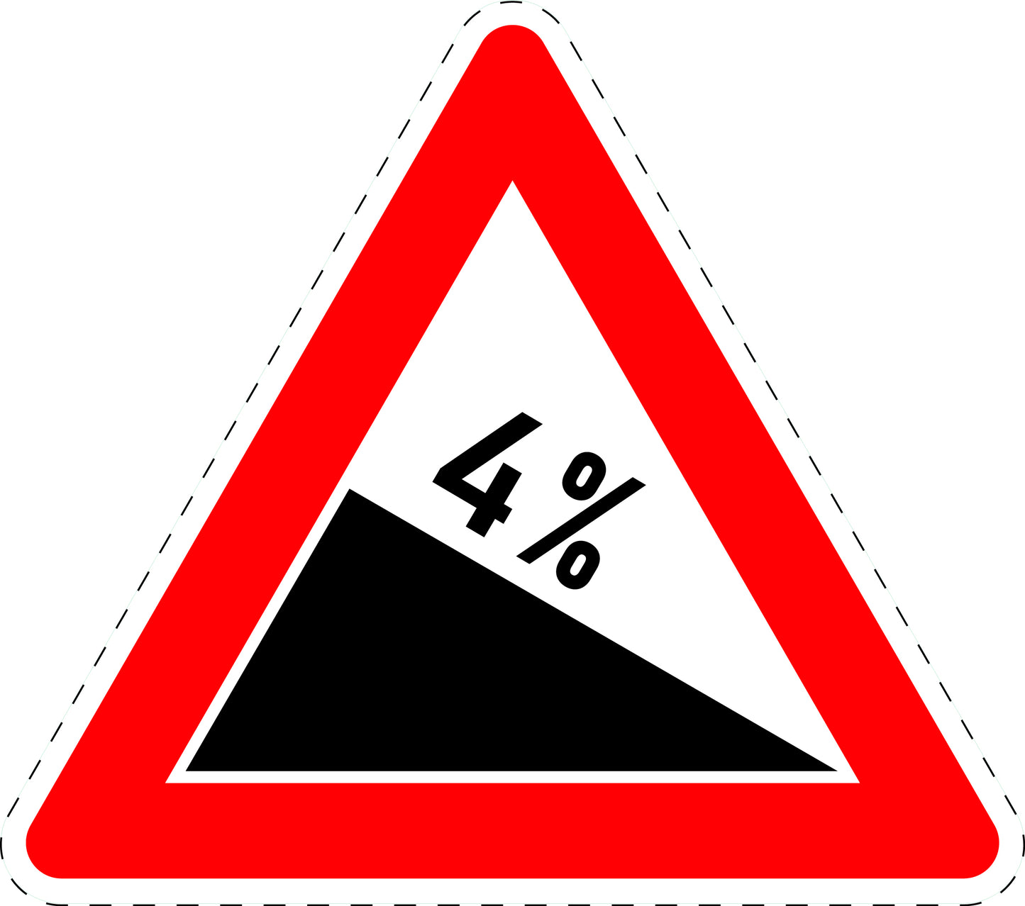 1 pièce  panneau de signalisation "Descente 4 %" 2-15 cm F-Verk-108-50