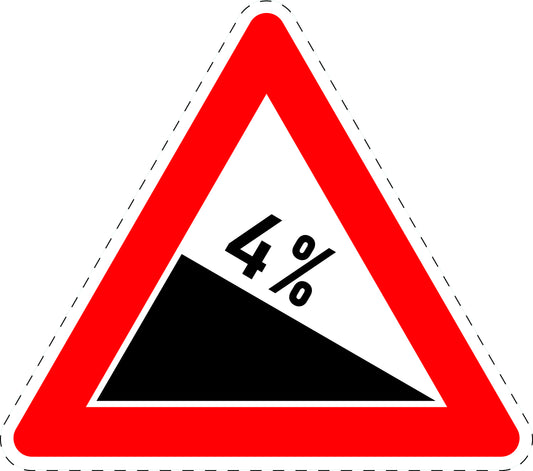 1 pièce  panneau de signalisation "Descente 4 %" 2-15 cm F-Verk-108-50