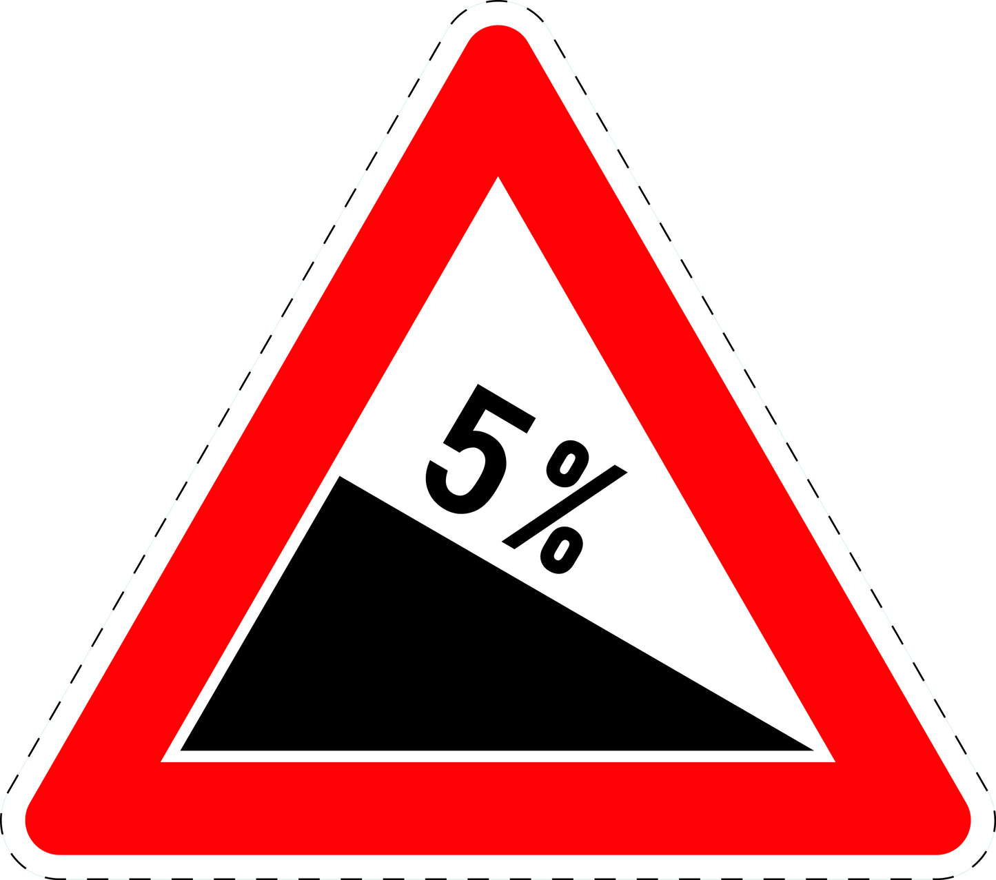 1 pièce  panneau de signalisation "Descente 5 %" 2-15 cm F-Verk-108-51