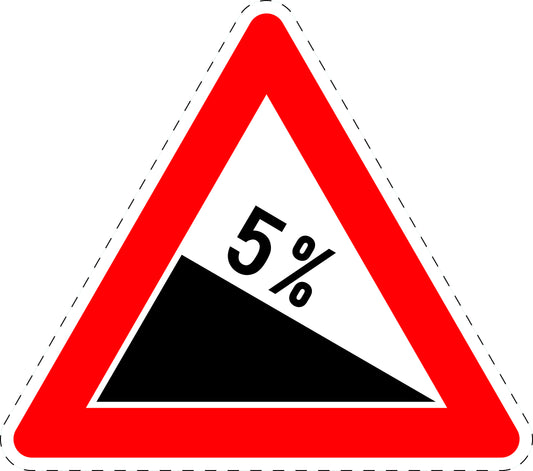 1 pièce  panneau de signalisation "Descente 5 %" 2-15 cm F-Verk-108-51