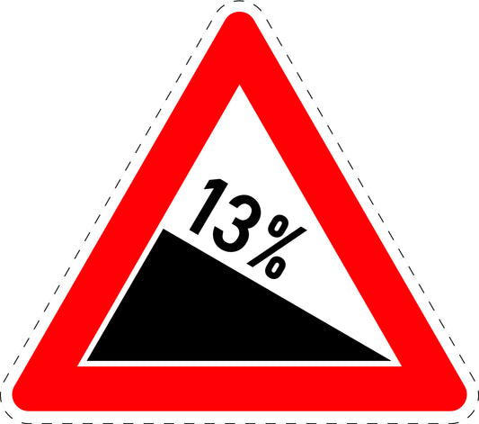 1 pièce  panneau de signalisation "Descente 13 %" 20-70 cm F-Verk-108-59