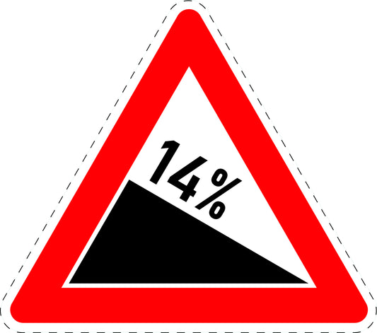 1 pièce  panneau de signalisation "Descente 14 %" 20-70 cm F-Verk-108-60