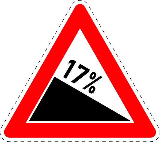 1 pièce  panneau de signalisation "Descente 17 %" 2-15 cm F-Verk-108-63