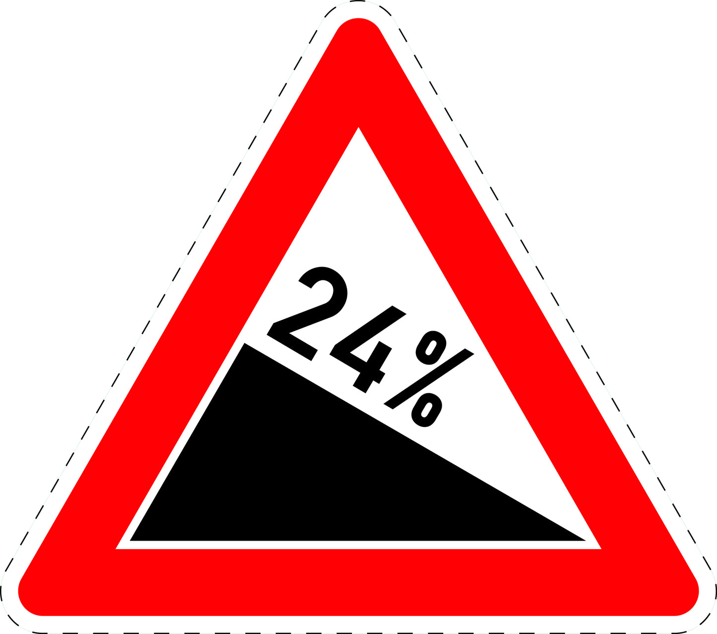 1 pièce panneau de signalisation "Descente 24%" 20-70 cm F-Verk-108-70