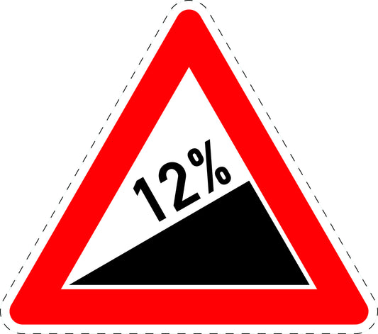 1 pièce panneau de signalisation "Montée 12%" 2-15 cm F-Verk-110-58