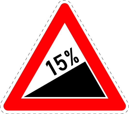1 pièce panneau de signalisation "Montée 15%" 20-70 cm F-Verk-110-61