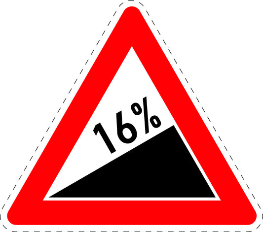 1 pièce panneau de signalisation "Montée 16%" 2-15 cm F-Verk-110-62