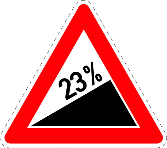1 pièce panneau de signalisation "Montée 23%" 2-15 cm F-Verk-110-69