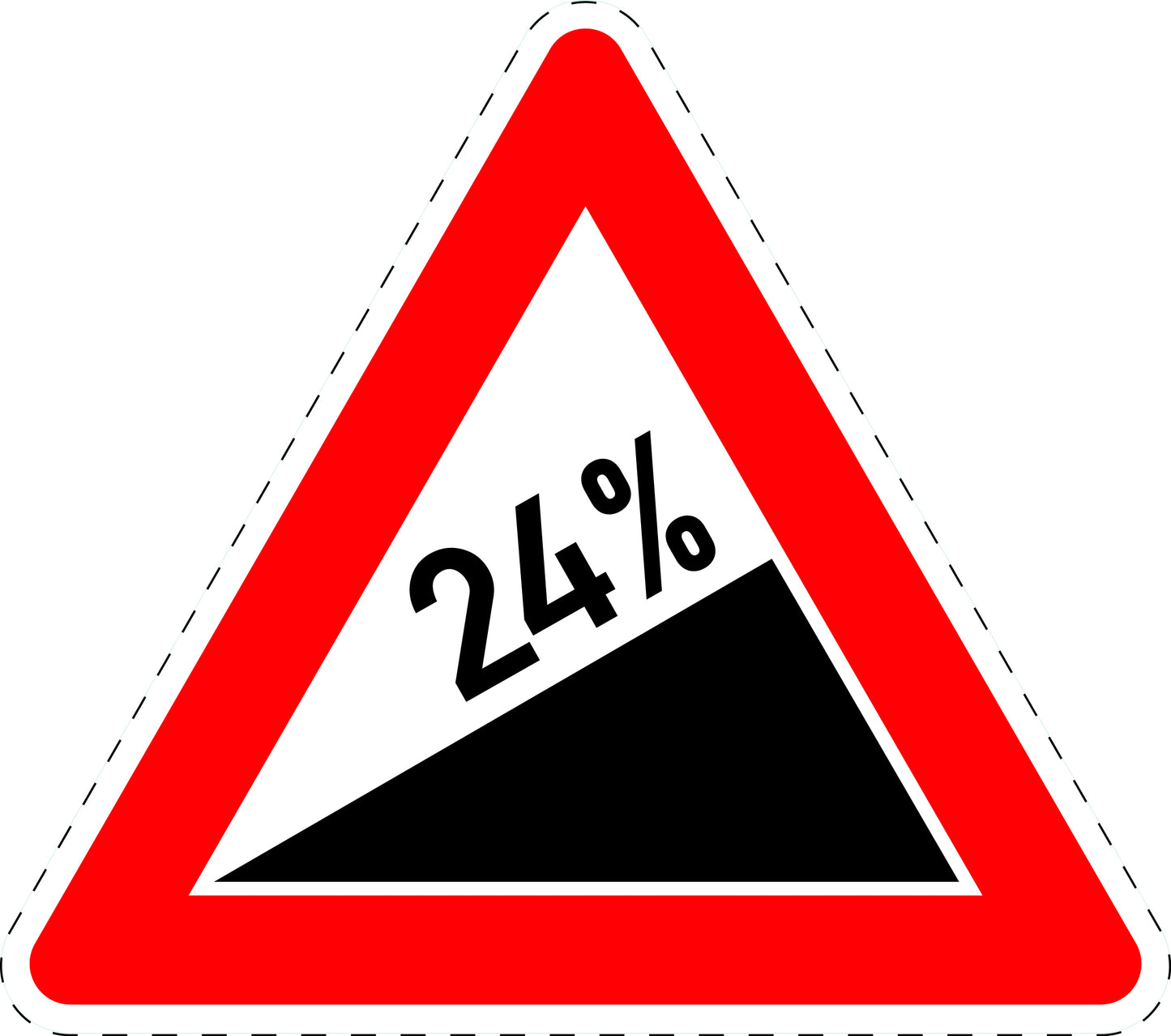 1 pièce panneau de signalisation "Montée 24%" 2-15 cm F-Verk-110-70