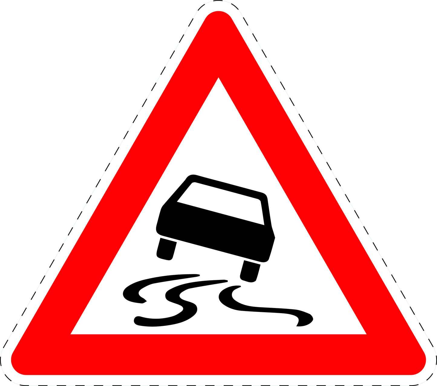 1 pièce panneau de signalisation "Route glissante par temps humide ou sale" 2-15 cm F-Verk-114