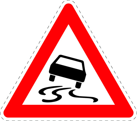 1 pièce panneau de signalisation "Route glissante par temps humide ou sale" 2-15 cm F-Verk-114