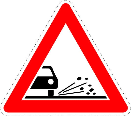 1 pièce panneau de signalisation "Graviers / cailloux détachés" 20-70 cm F-Verk-116