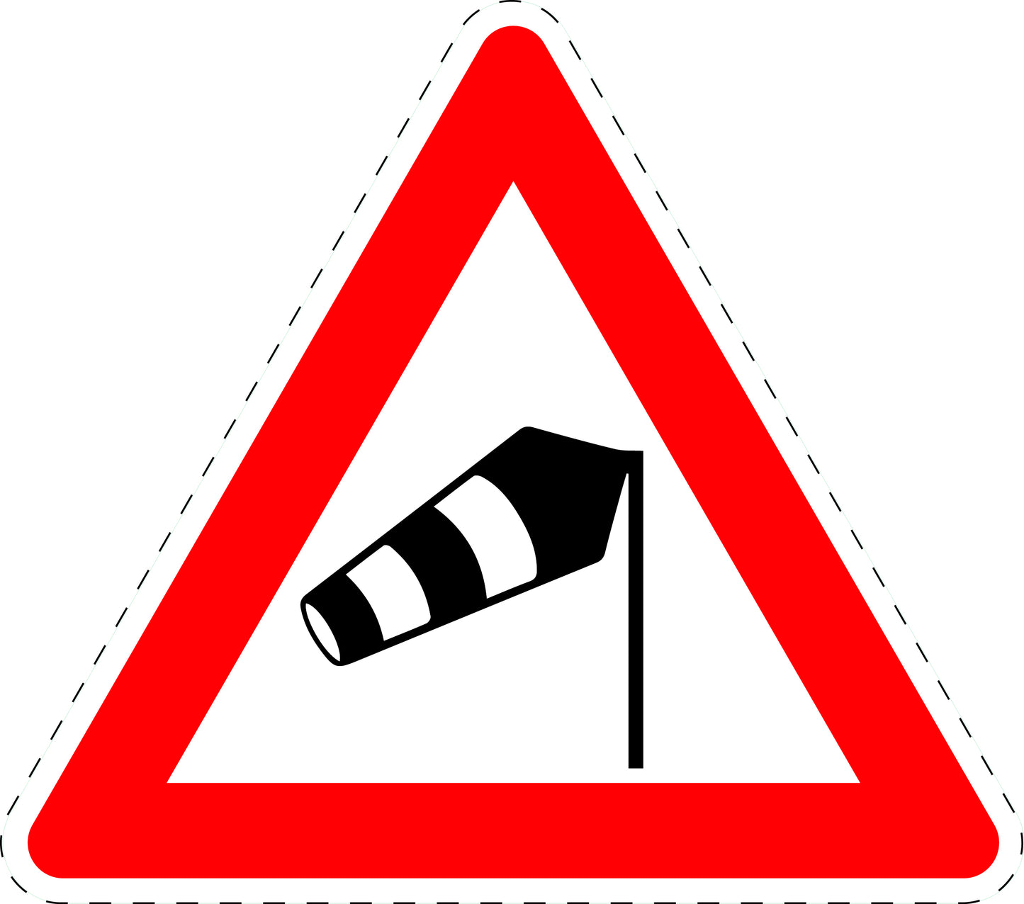 1 pièce panneau de signalisation "Vent latéral de droite" 2-15 cm F-Verk-117-10