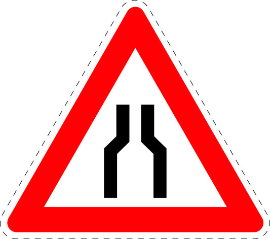 1 pièce panneau de signalisation "Route rétrécit" 20-70 cm F-Verk-120