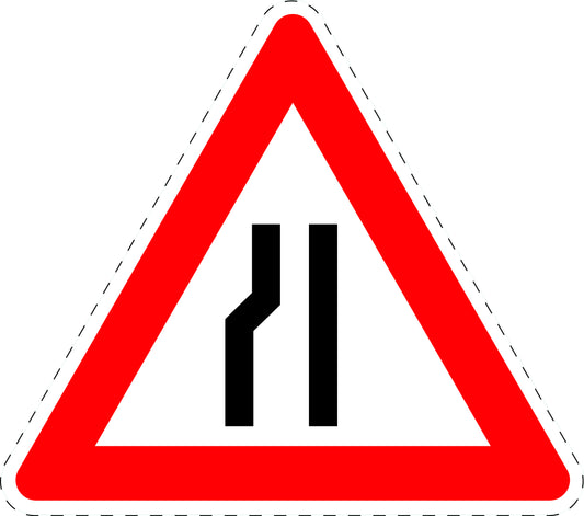 1 pièce panneau de signalisation "Route rétrécit à gauche" 20-70 cm F-Verk-121-20