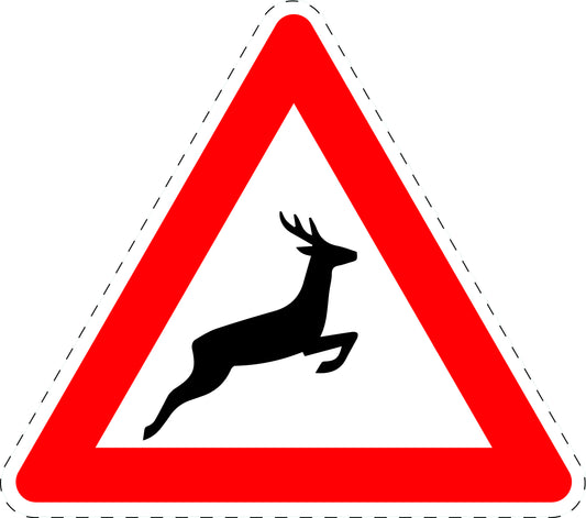 1 pièce panneau de signalisation "Traversée d’animaux sauvages (installation gauche)" 2-15 cm F-Verk-142-20
