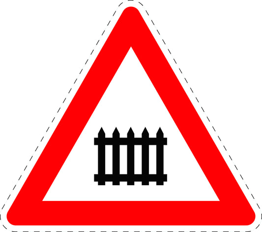1 pièce panneau de signalisation "Passage à niveau avec barrières ou demi-barrières" 2–15 cm F-Verk-150