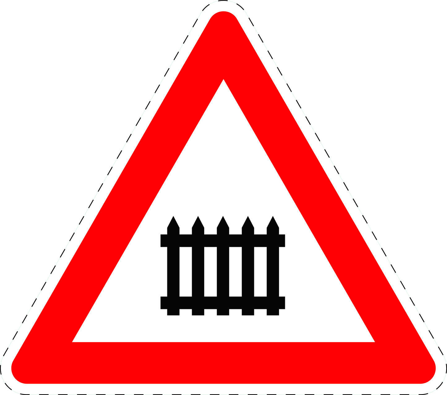 1 pièce panneau de signalisation "Passage à niveau avec barrières ou demi-barrières" 20–70 cm F-Verk-150