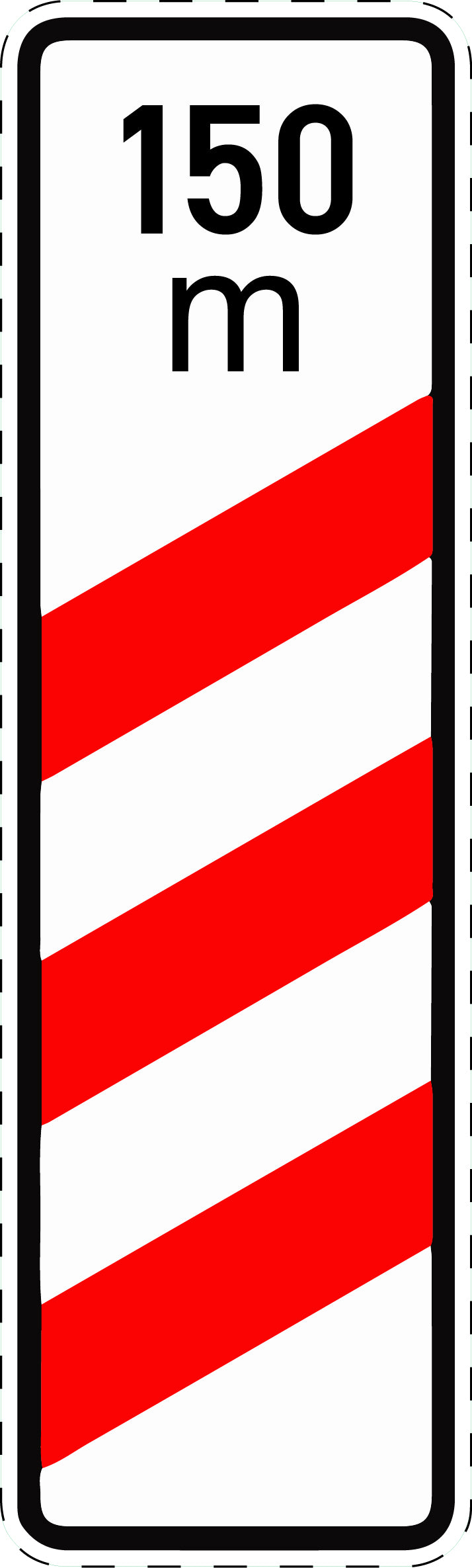 1 pièce panneau de signalisation "Panneau d’avertissement à trois bandes avec indication de distance (installation droite)" 20–70 cm F-Verk-157-11