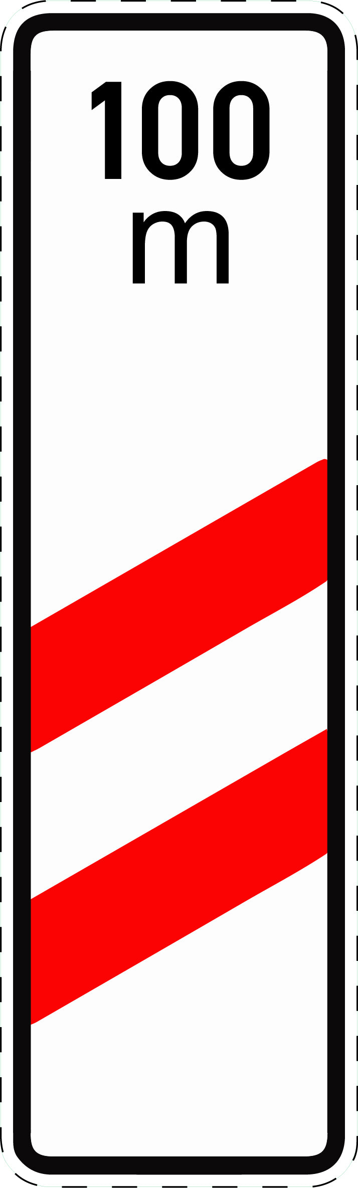 1 pièce panneau de signalisation "Panneau d’avertissement à deux bandes avec indication de distance (installation droite)" 20–70 cm F-Verk-159-11
