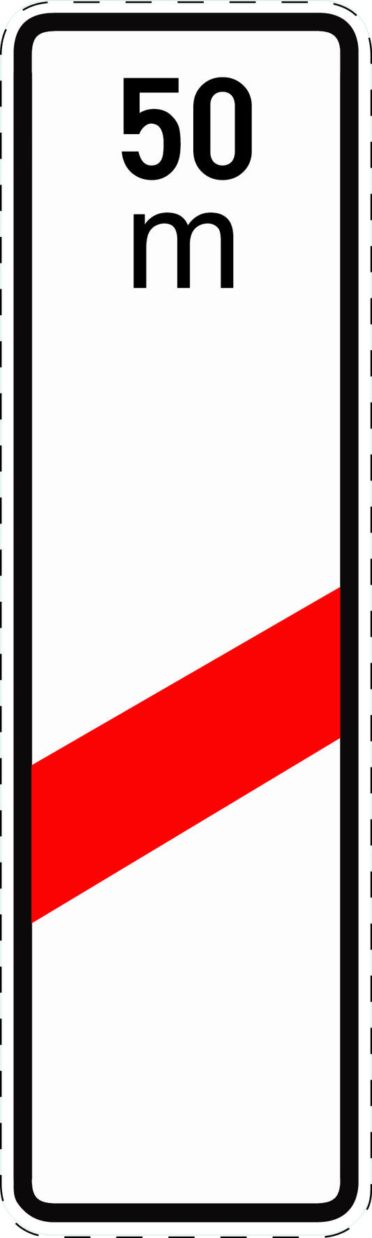 1 pièce panneau de signalisation "Panneau d’avertissement à une bande avec indication de distance (installation droite)" 2–15 cm F-Verk-162-11