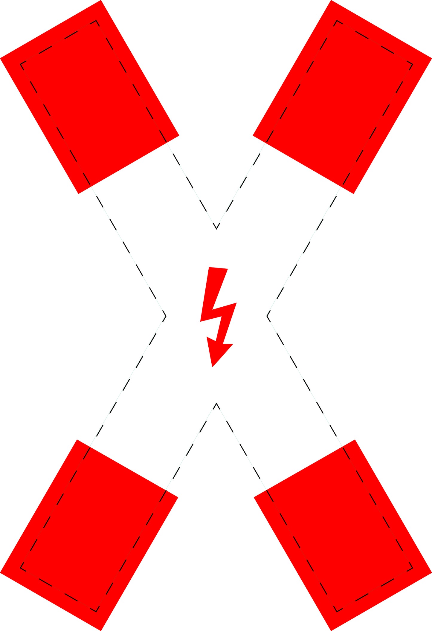 1 pièce panneau de signalisation "Croix de Saint-André avec flèche éclair" 2–15 cm F-Verk-201-51