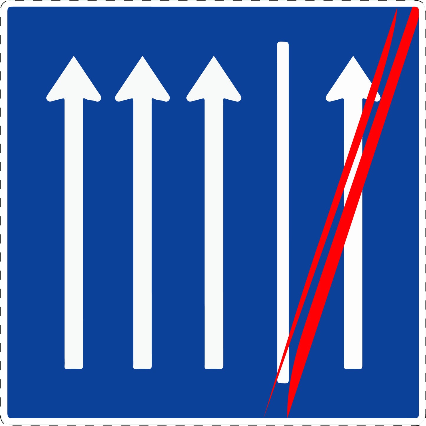 1 pièce panneau de signalisation "Ne plus rouler sur la bande d'arrêt d'urgence" 20-70 cm F-Verk-223.2-50