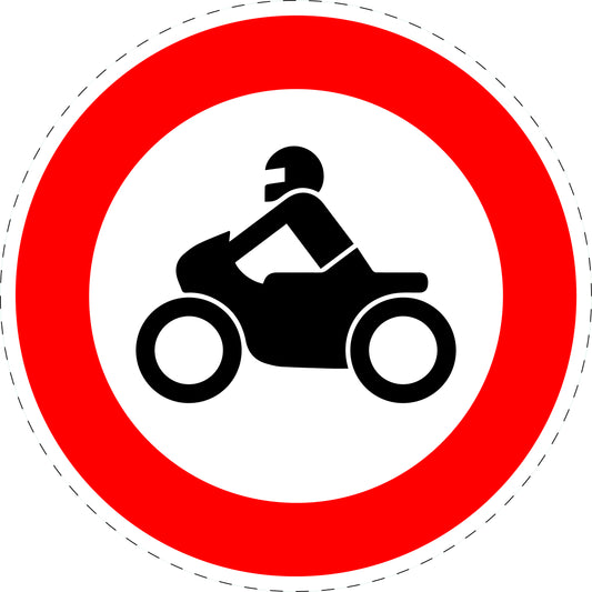 1 pièce panneau de signalisation "Interdiction aux motos, cyclomoteurs ou scooters" 2-15 cm - F-Verk-255