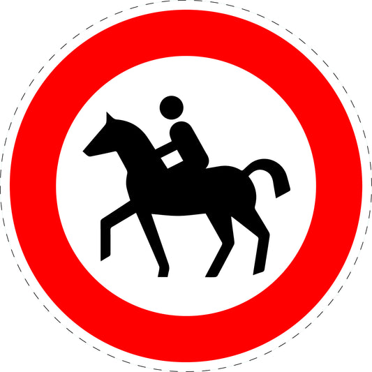 1 pièce panneau de signalisation "Interdiction aux cavaliers" 2-15 cm - F-Verk-258