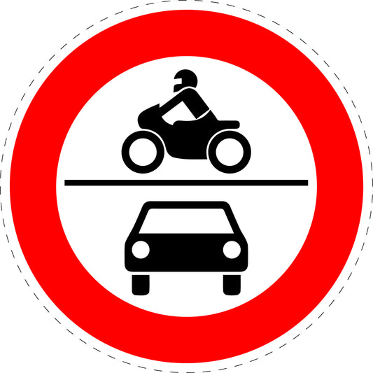1 pièce panneau de signalisation "Interdiction aux véhicules motorisés" 20-70 cm - F-Verk-260