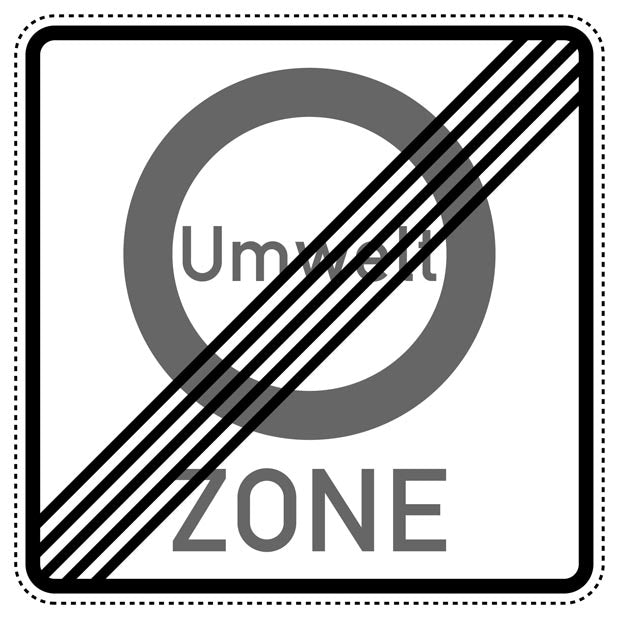 1 pièce panneau de signalisation "Fin de zone à faibles émissions (pour réduire la pollution atmosphérique nocive)" - 20-70 cm - F-Verk-270.2