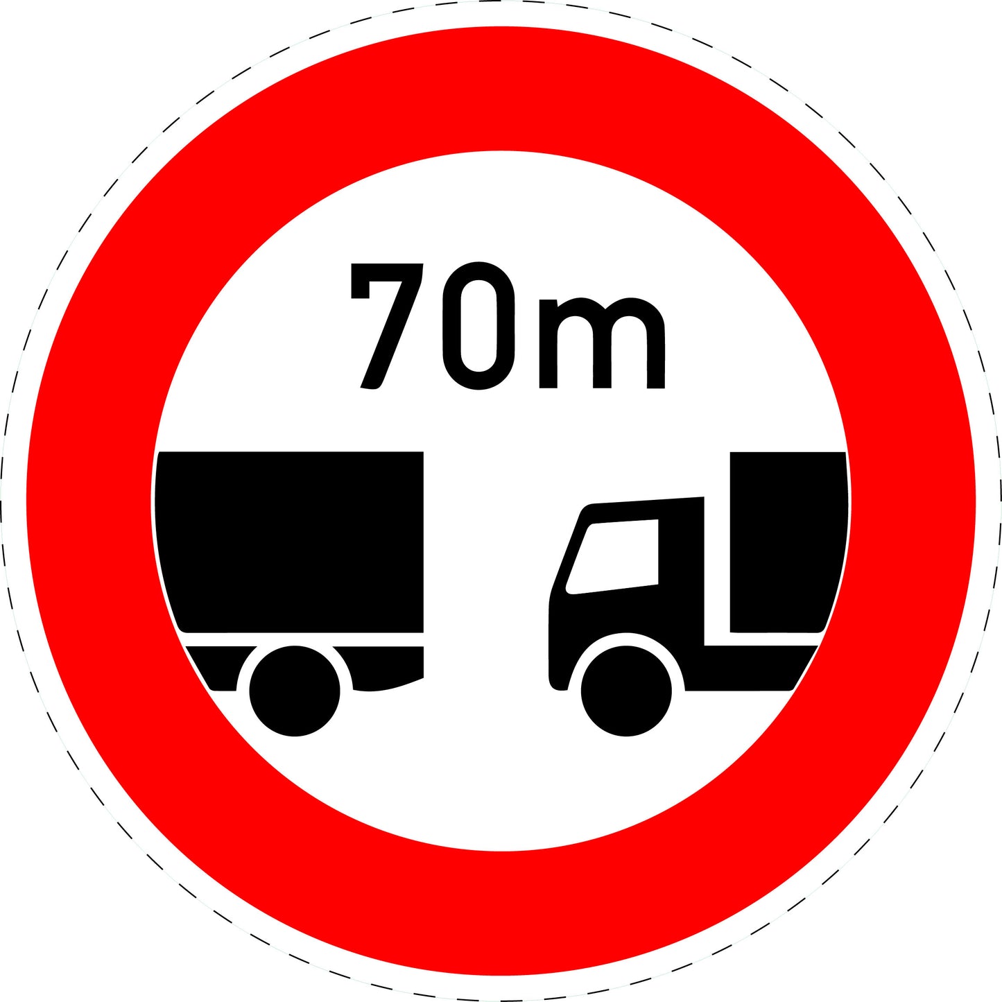 1 Pièce panneau de signalisation "Interdiction de ne pas respecter la distance minimale indiquée" – 2-15 cm – F-Verk-273
