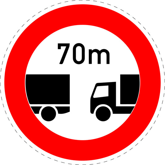 1 Pièce panneau de signalisation "Interdiction de ne pas respecter la distance minimale indiquée" – 20-70 cm – F-Verk-273