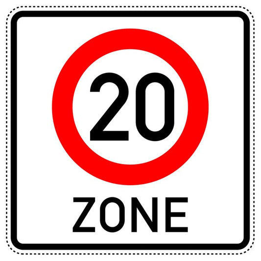 1 pièce panneau de signalisation « Début de zone à 20 km/h » – 20-70 cm – F-Verk-274-1-51