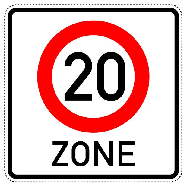1 pièce panneau de signalisation « Début de zone à 20 km/h » – 2-15 cm – F-Verk-274-1-51