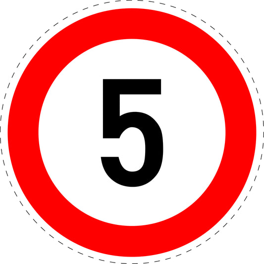 1 Pièce panneau de signalisation "Vitesse maximale 5 km/h" – 2-15 cm – F-Verk-274-50