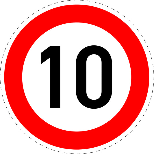 1 pièce panneau de signalisation "Limite de vitesse maximale 10 km/h" – 2-15 cm – F-Verk-274-51