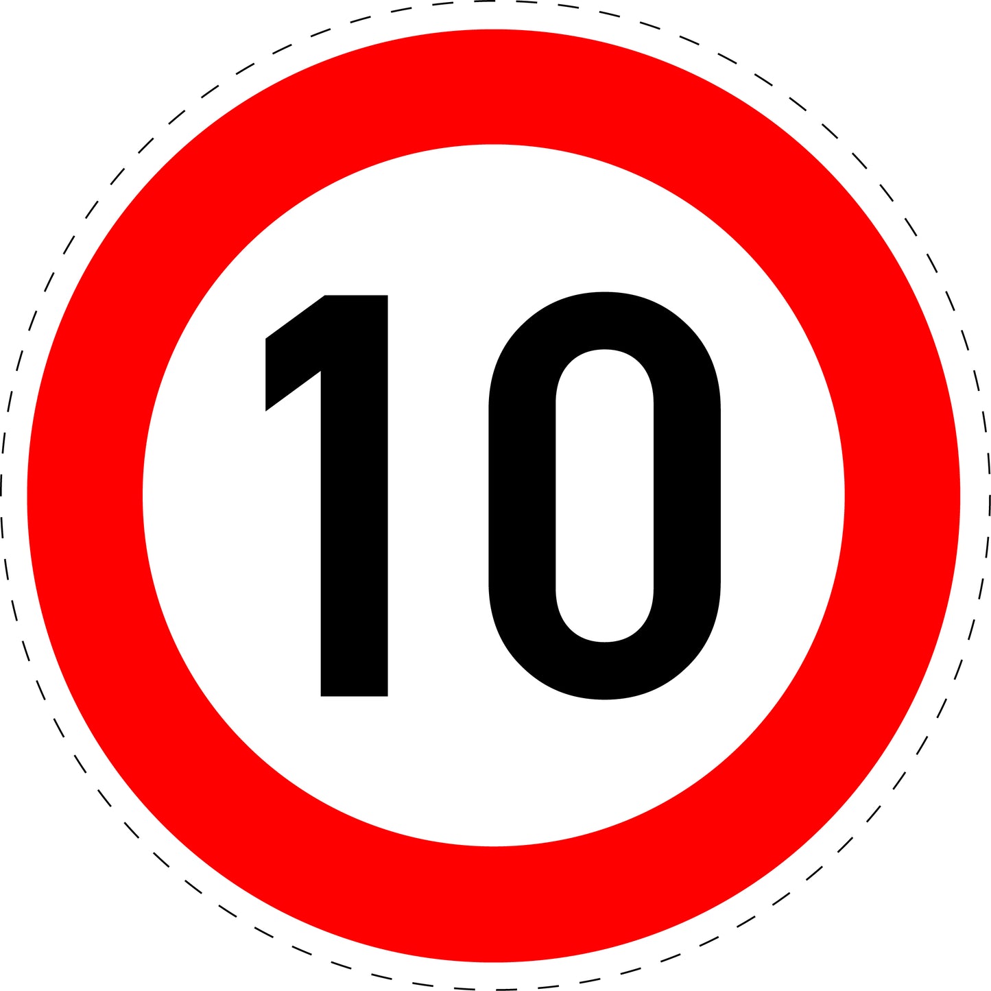 1 pièce panneau de signalisation "Limite de vitesse maximale 10 km/h" – 20-70 cm – F-Verk-274-51
