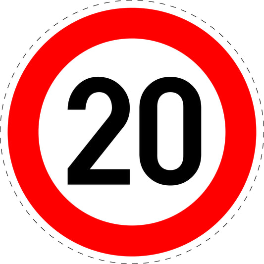 1 pièce panneau de signalisation "Limite de vitesse maximale 20 km/h" – 2-15 cm – F-Verk-274-52