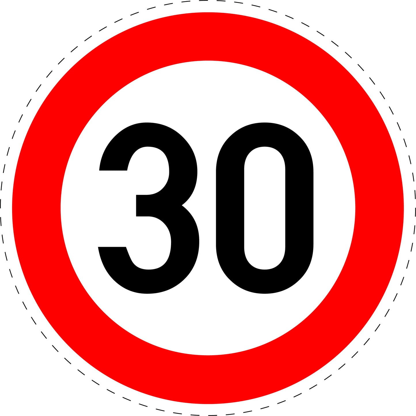 1 pièce panneau de signalisation "Limite de vitesse maximale 30 km/h" – 2-15 cm – F-Verk-274-53
