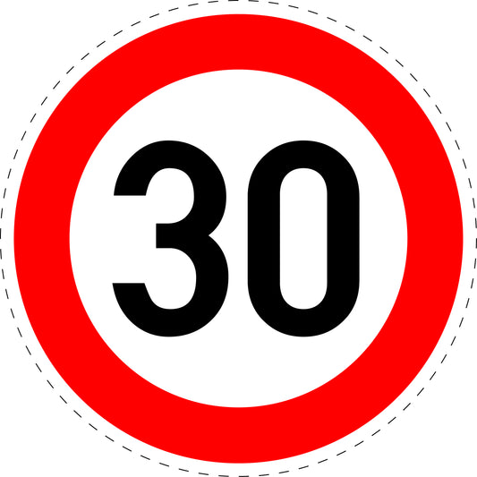 1 pièce panneau de signalisation "Limite de vitesse maximale 30 km/h" – 2-15 cm – F-Verk-274-53