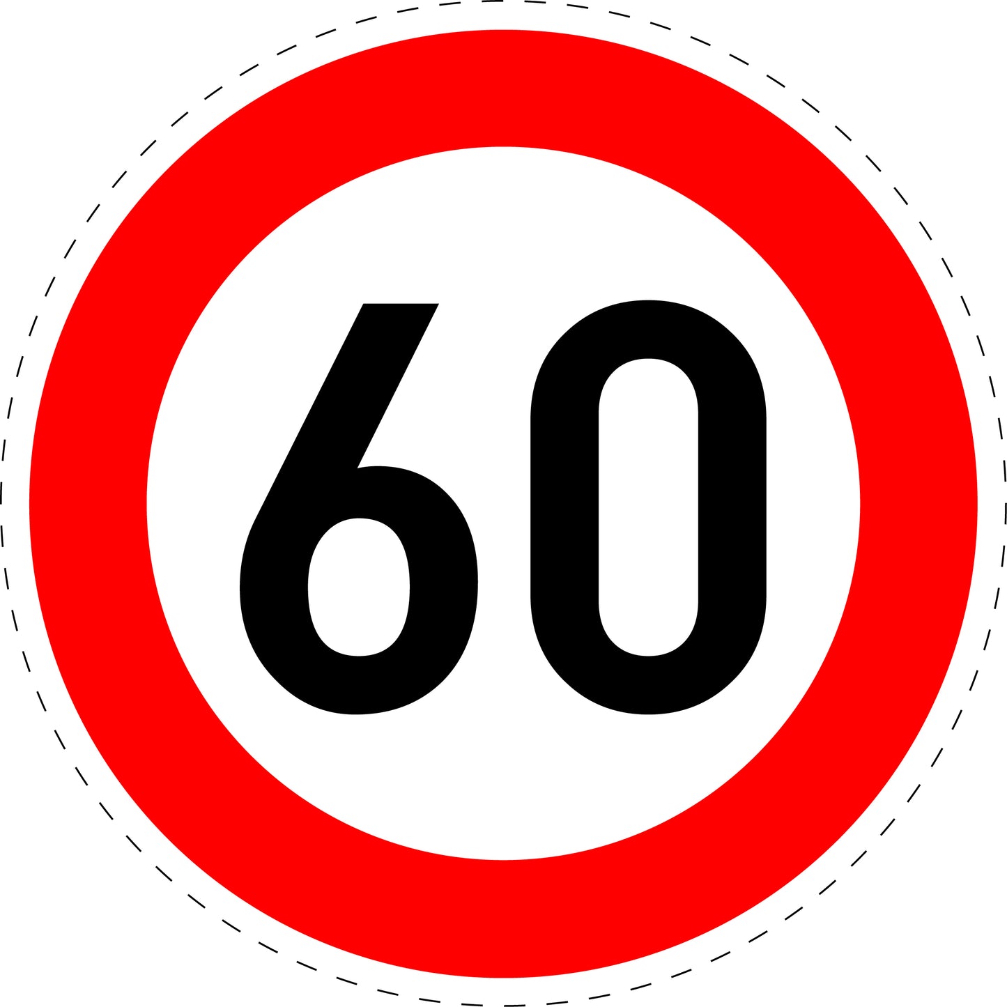 1 pièce panneau de signalisation "Limite de vitesse maximale 60 km/h" – 2-15 cm – F-Verk-274-56