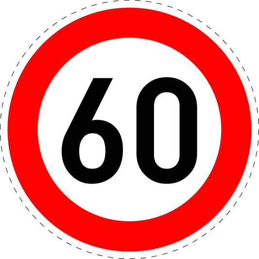 1 pièce panneau de signalisation "Limite de vitesse maximale 60 km/h" – 2-15 cm – F-Verk-274-56