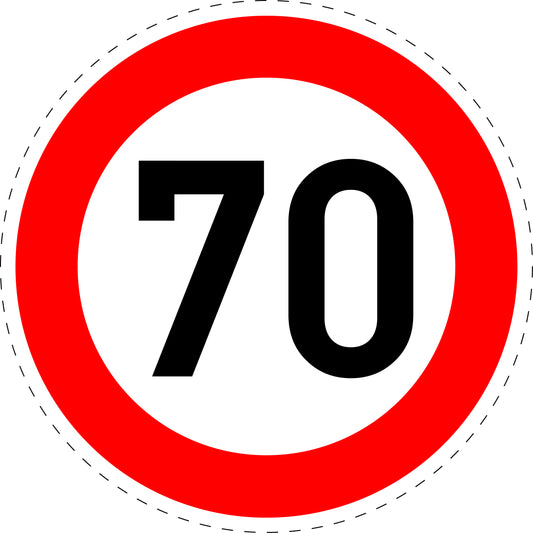 1 pièce panneau de signalisation "Limite de vitesse maximale 70 km/h" – 20-70 cm – F-Verk-274-57