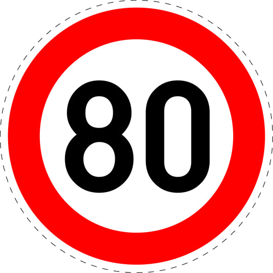 1 pièce panneau de signalisation "Limite de vitesse maximale 80 km/h" – 2-15 cm – F-Verk-274-58