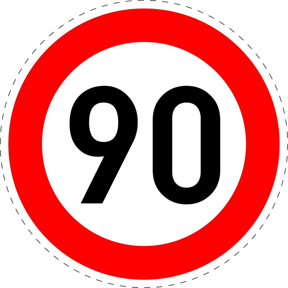 1 pièce panneau de signalisation "Limite de vitesse maximale 90 km/h" – 2-15 cm – LH-Verk-274-59